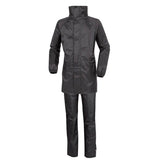 Set Tuta DILUVIO START, un completo impermeabile per moto. Colore nero elegante. Di TUCANO URBANO.